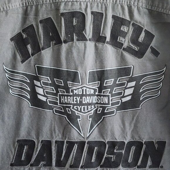 Harley-Davidson Sleeveless Shirt Mens XL Gray Frayed Denim Vest Biker 99053-13VM - Picture 11 of 13